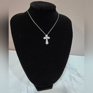 Sterling Silver, Moissanite Cross Necklace
